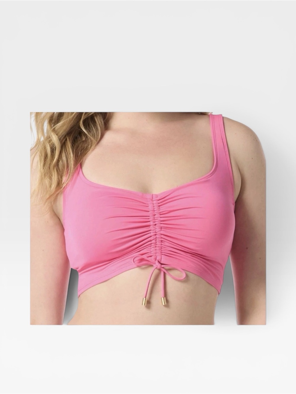 Coco Reef Bikini Top NWT | Pink Ruched Drawstring Underwire Swim Top | 38C